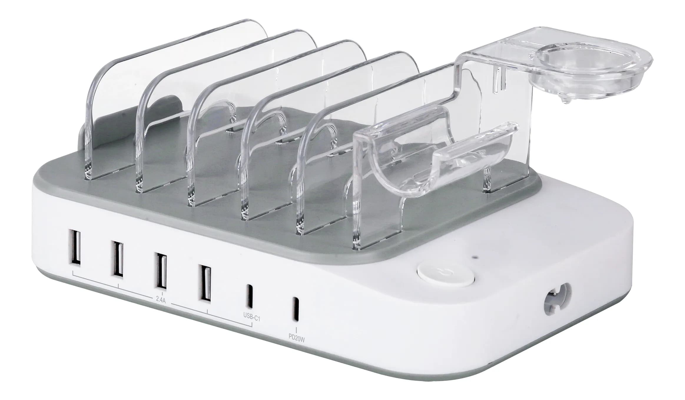 DELTACO USB charging station, 4x USB-A, 1x USB-C 2.4A, 1x USB-C PD 20W – Deltaco