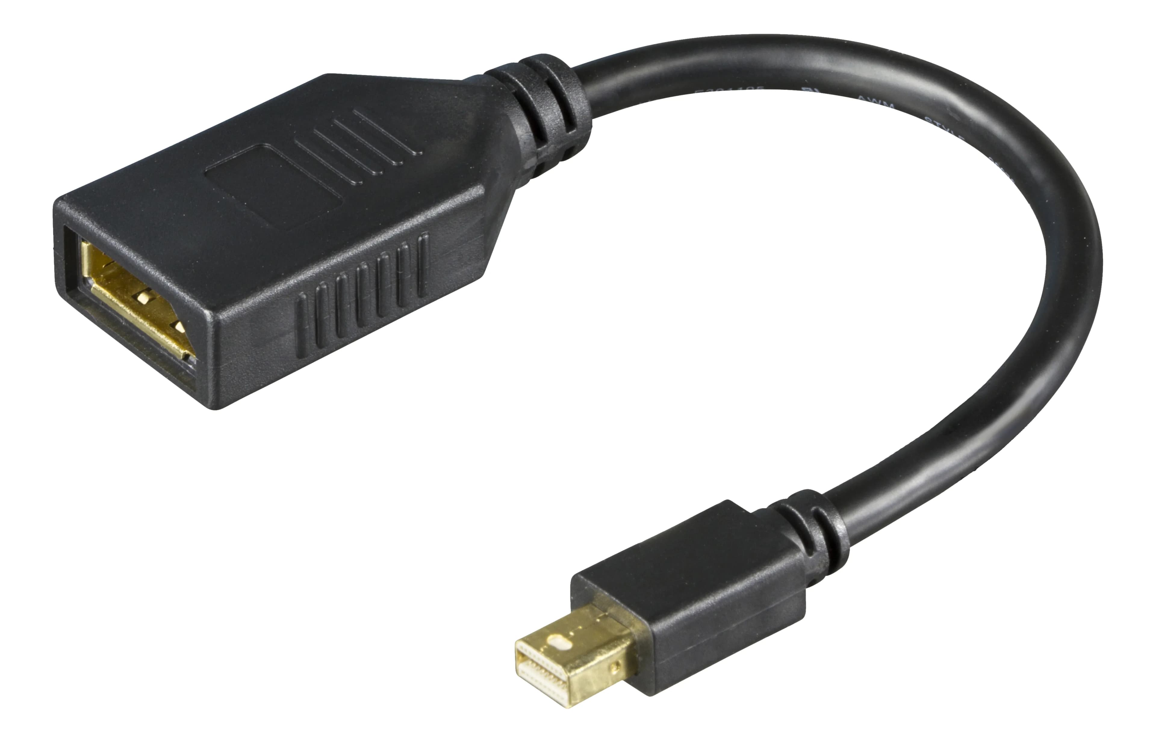 Deltaco  mini DisplayPort – DisplayPort 1.2 -kaapeli, 0,2 m, Musta – Deltaco