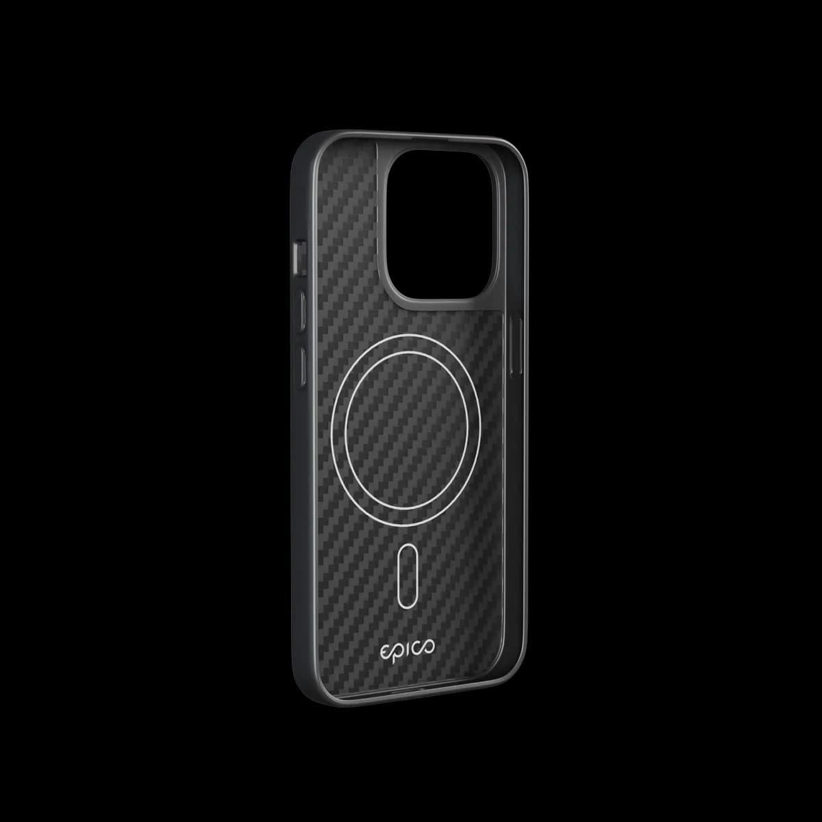 Epico Mag+ Hybrid Carbon, iPhone 15 Plus -suojakuori, Musta