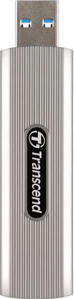 Transcend ESD320A 512 Gt USB-A -ulkoinen SSD, kannettava, laitteistosalaus, salasanasuojaus, pelikäyttöön, Soft Gray – Transcend