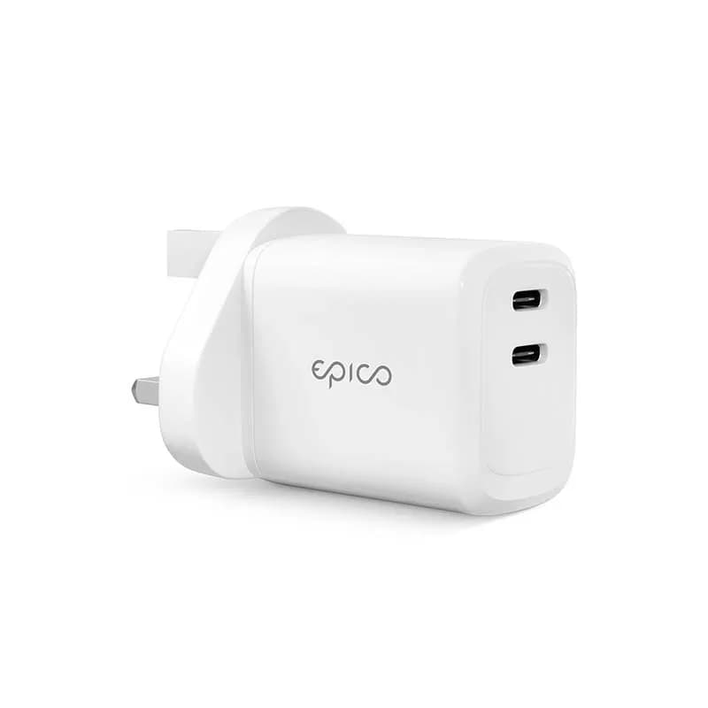 Epico 45W Dual Charger with UK plug - white
