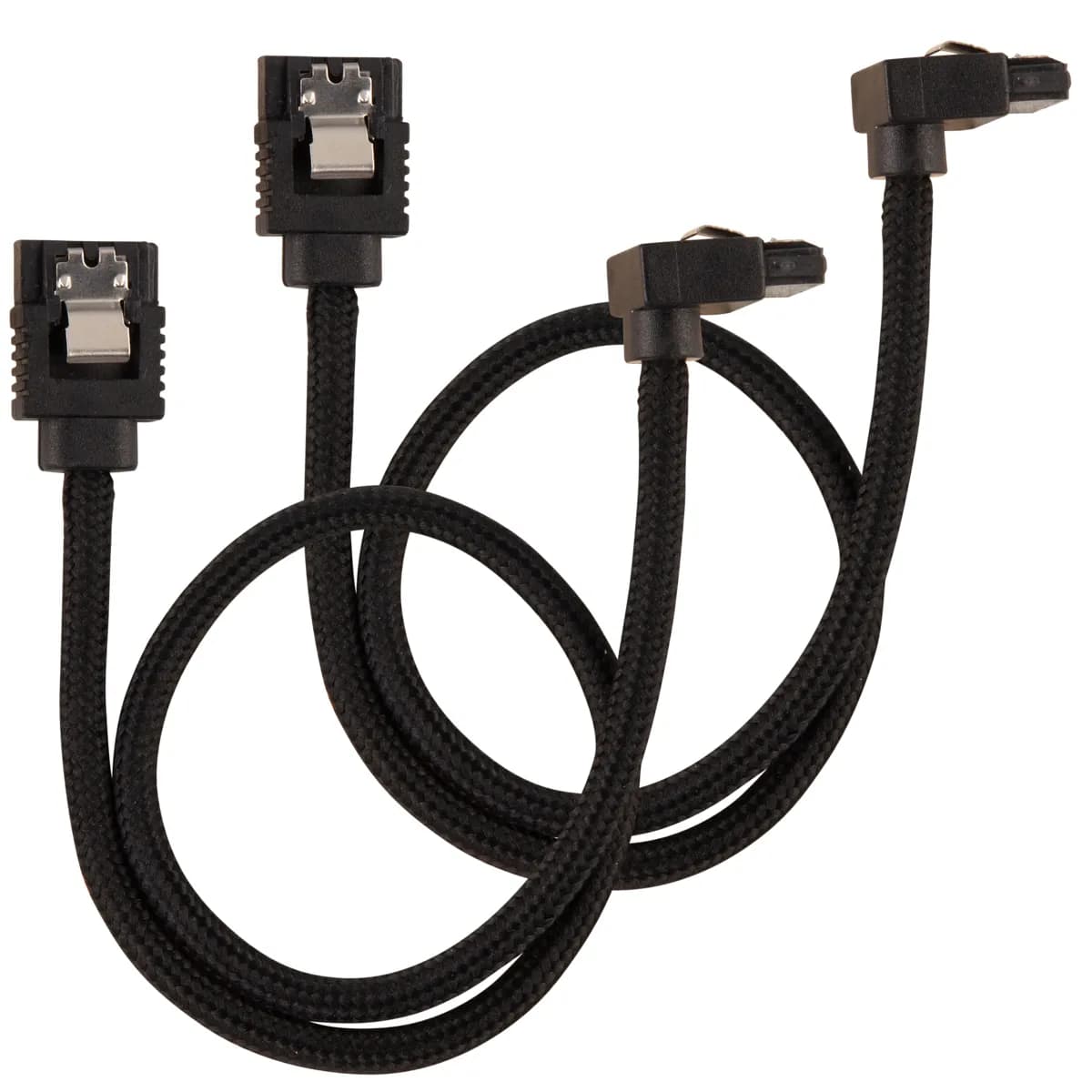 CORSAIR Premium Sleeved SATA Data Cable Set with 90degree Connectors Black 30cm