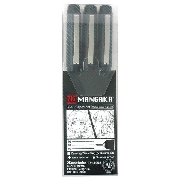 zIG Mangaka Fineliner Black 3-set 0.1+0.3+0.5 – ZIG