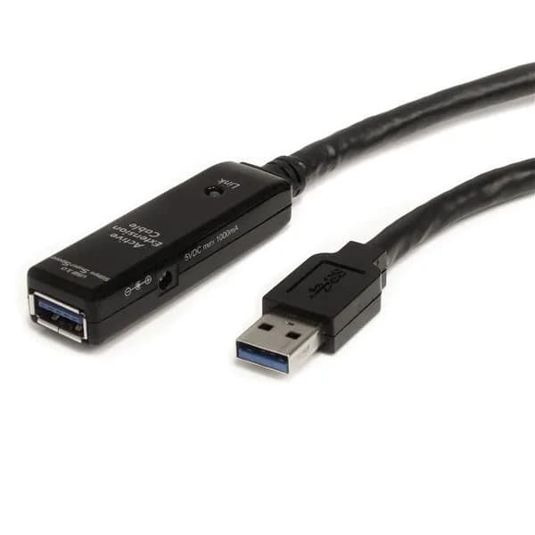 StarTech USB3AAEXT10M USB 3.2 Gen 1 aktiivinen -jatkokaapeli, 10 m, musta
