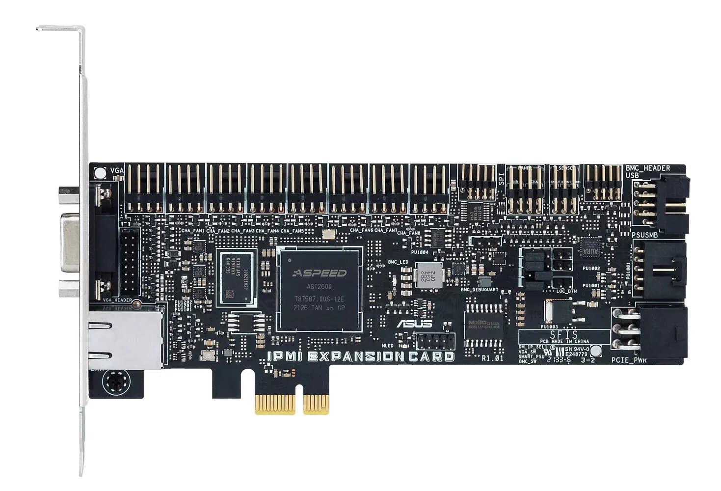 ASUS IPMI EXPANSION CARD with Ethernet controller ASPEED AST2600A3 chipset PCIe 3.0 interface 1xVGA 1xLAN port