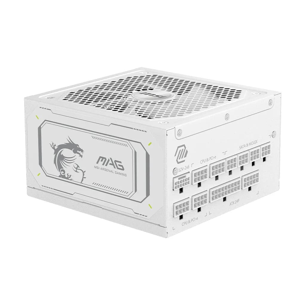 MSI MAG A1000GL PCIE5 WHITE 1000W -virtalähde, 80 Plus Gold – MSI