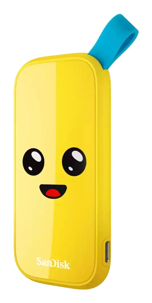 SanDisk Fortnite Peely Edition 2 Tt USB 3.2 Gen 2 -ulkoinen SSD, iskunkestävä, kannettava, pelikäyttöön – SanDisk