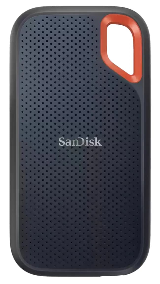 SanDisk Extreme 8 Tt USB 3.2 Gen 2 (USB-C) -ulkoinen SSD, iskunkestävä, kannettava, laitteistosalaus, salasanasuojaus, roiskesuojattu, musta