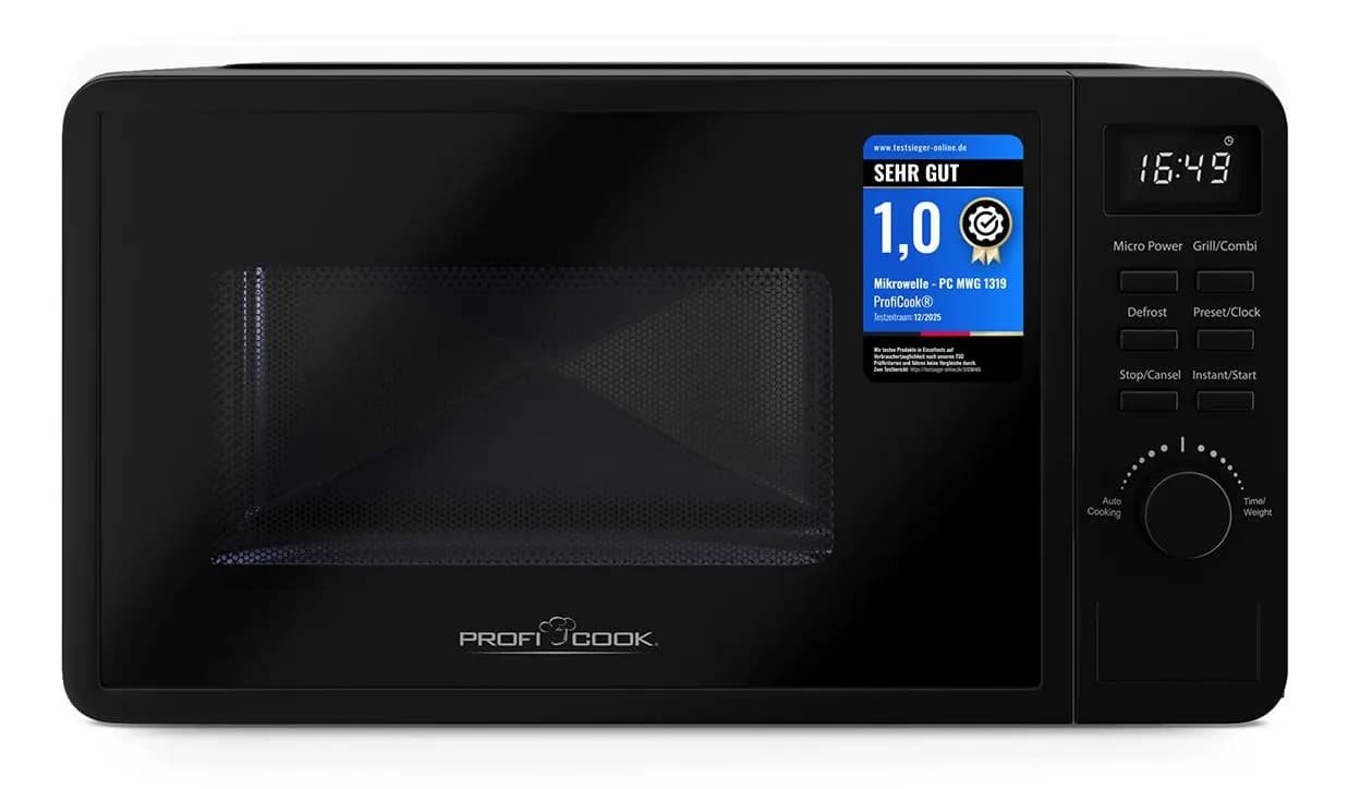ProfiCook 501319 Grillimikroaaltouuni, 700 W + 800 W, 20 L, Musta
