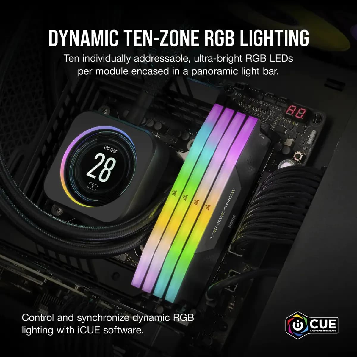 Corsair Vengeance RGB 64 Gt (2 x 32 Gt) DDR5 6000 MHz, CL40 -muisti (EXPO/XMP) – Corsair