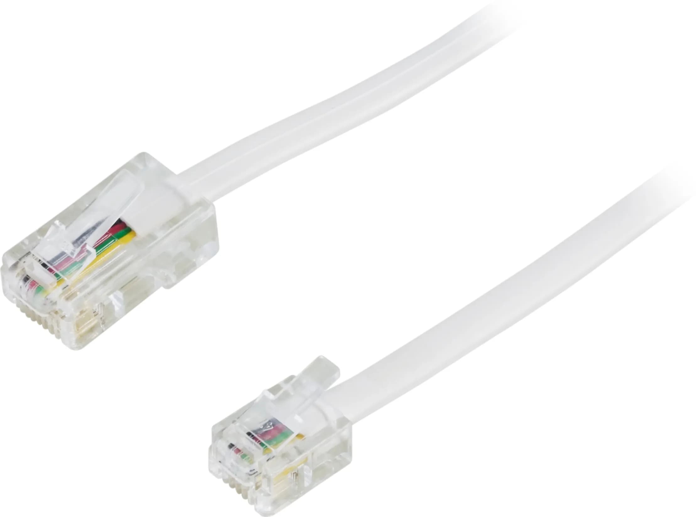 Deltaco RJ45-RJ11 1m -puhelinkaapeli, valkoinen – Deltaco
