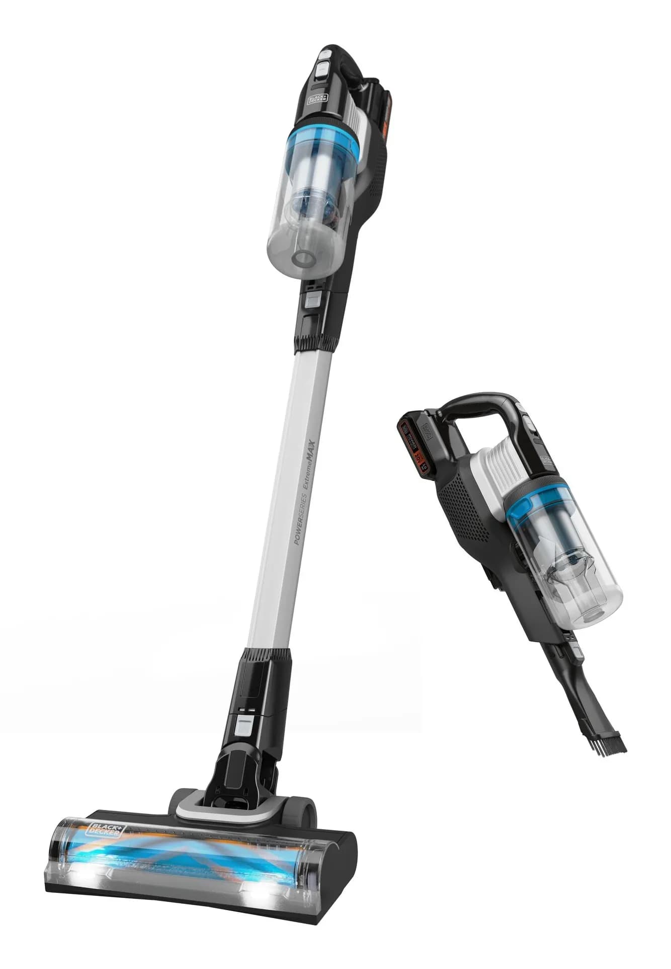 BLACK+DECKER POWERSERIES Extreme Max BHFEB520D1-QW 0.75 L 18V 2 Ah pussiton -varsi-imuri, musta, läpinäkyvä, valkoinen