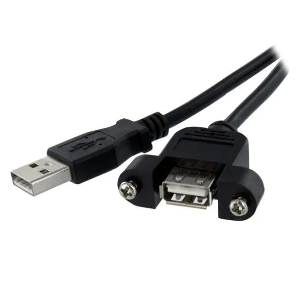 StarTech USB 2.0 -paneeliasennettava USB-A -jatkokaapeli, 0,3 m, musta
