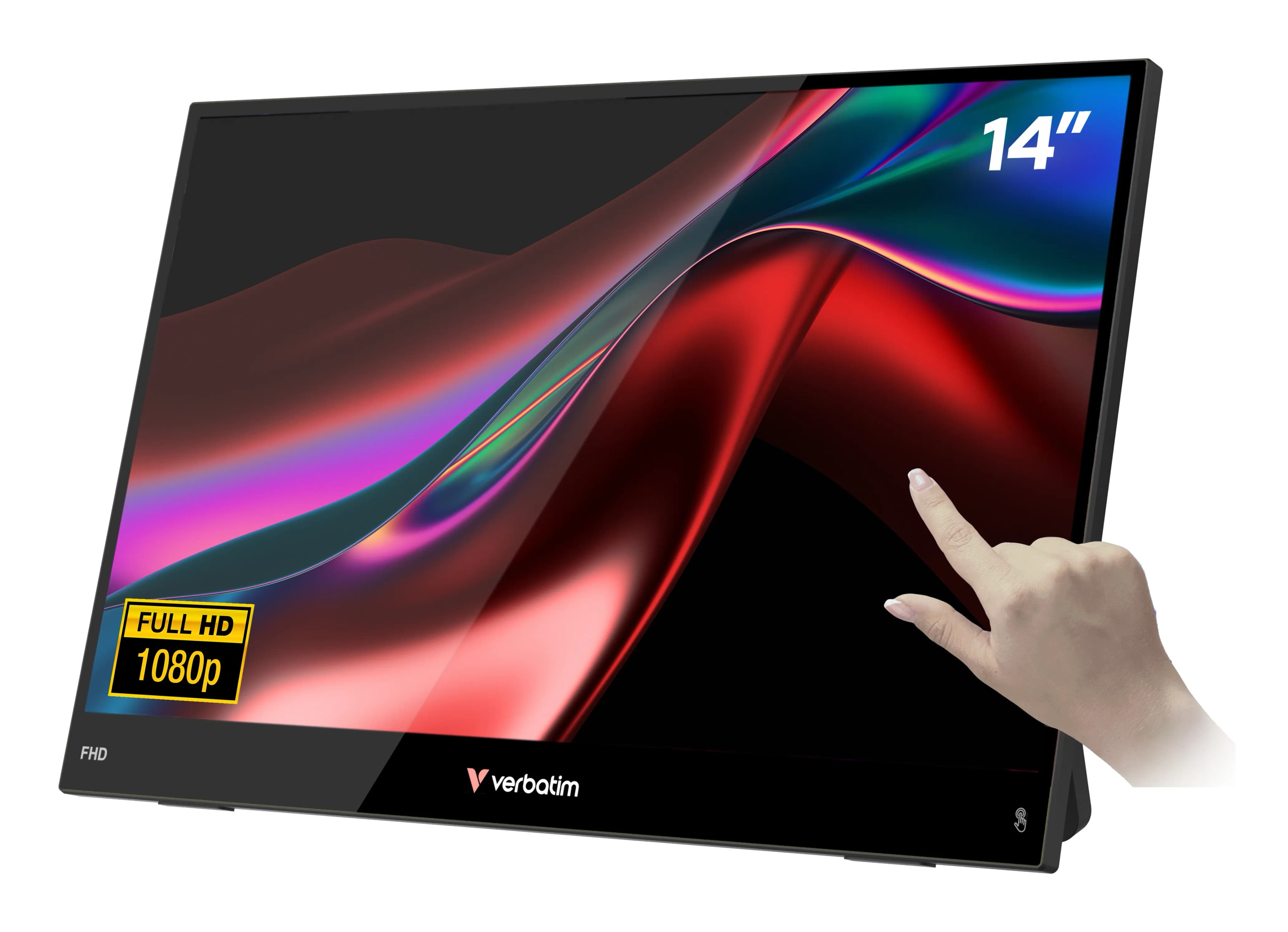 Verbatim Portable LIGHT 14" Full HD, IPS -kannettava näyttö, Touch, HDR, USB-C hub
