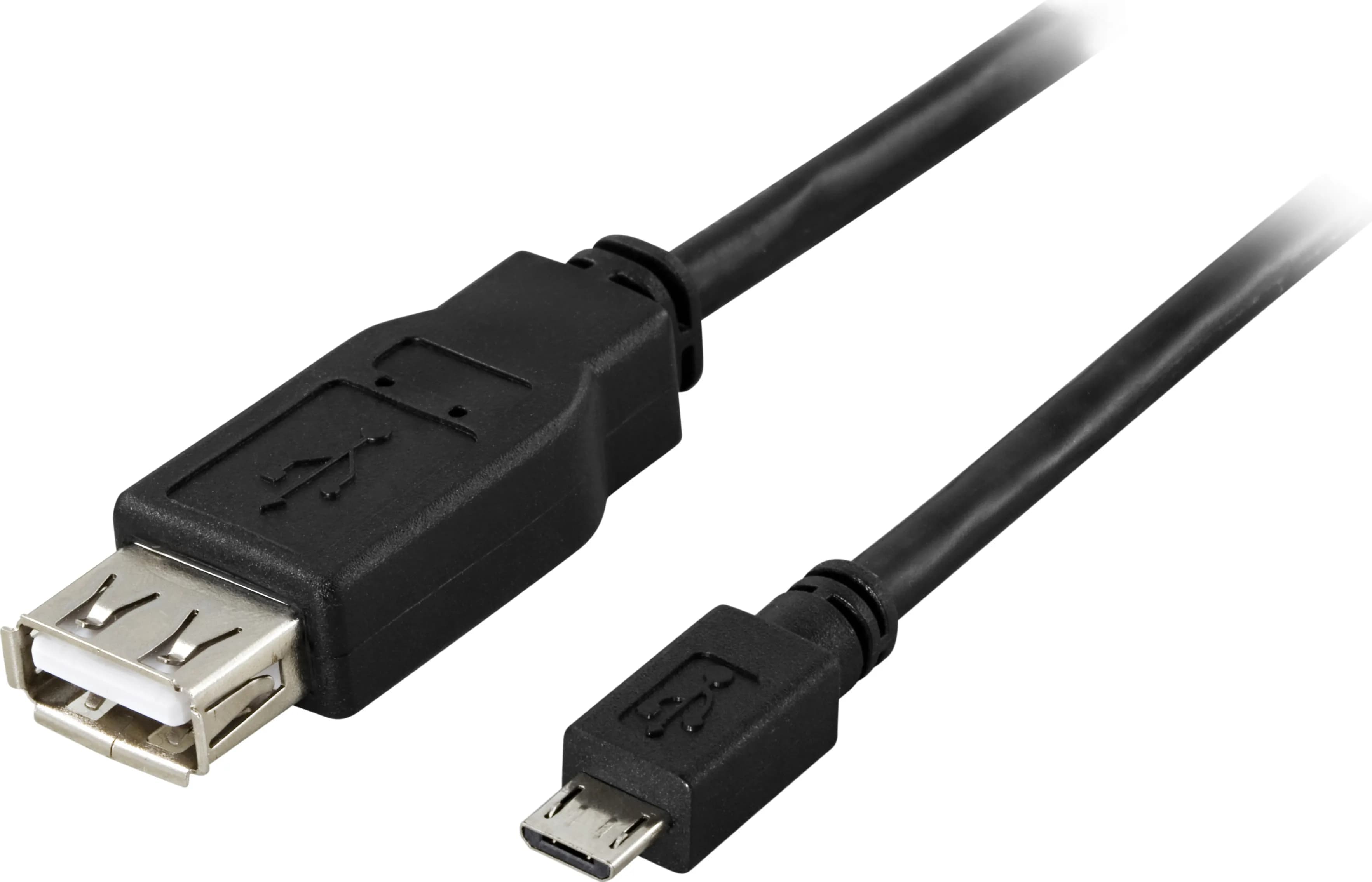 Deltaco  USB-A – Micro-USB B -adapteri, Musta