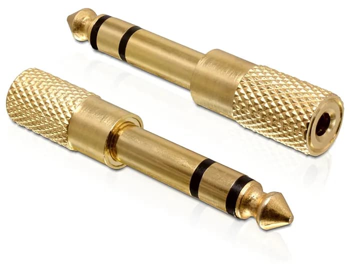 Delock Adapter Stereo plug 6.35 mm > Stereo jack 3.5 mm 3 pin metal – De-Lock