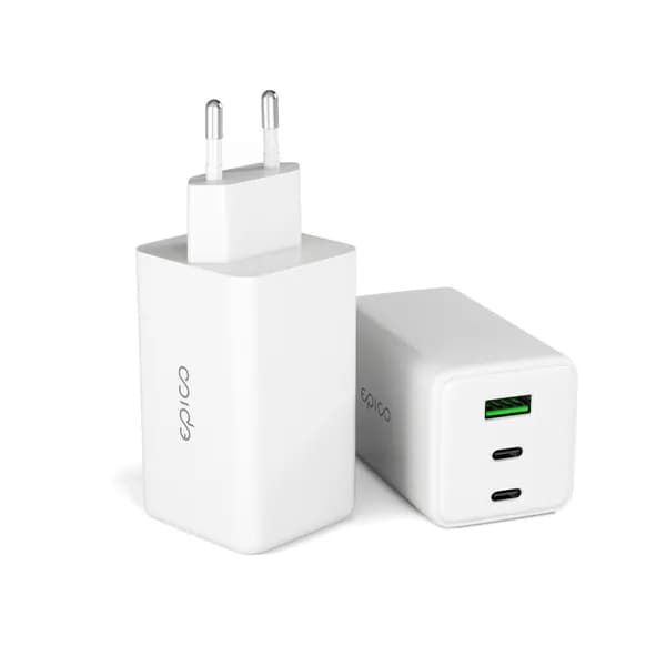 Epico UltraBoost GaN 100W Wall Charger EA100 | White | 2 × USB-C PD  &  1 × USB-A
