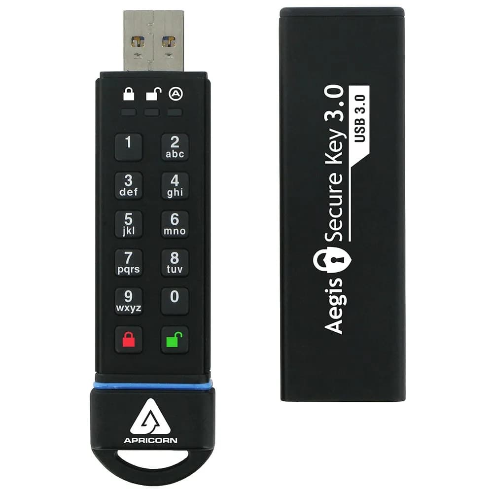 Apricorn Aegis Secure Key 3.0 USB 3.2 Gen 1 30 Gt -muistitikku, musta – Apricorn