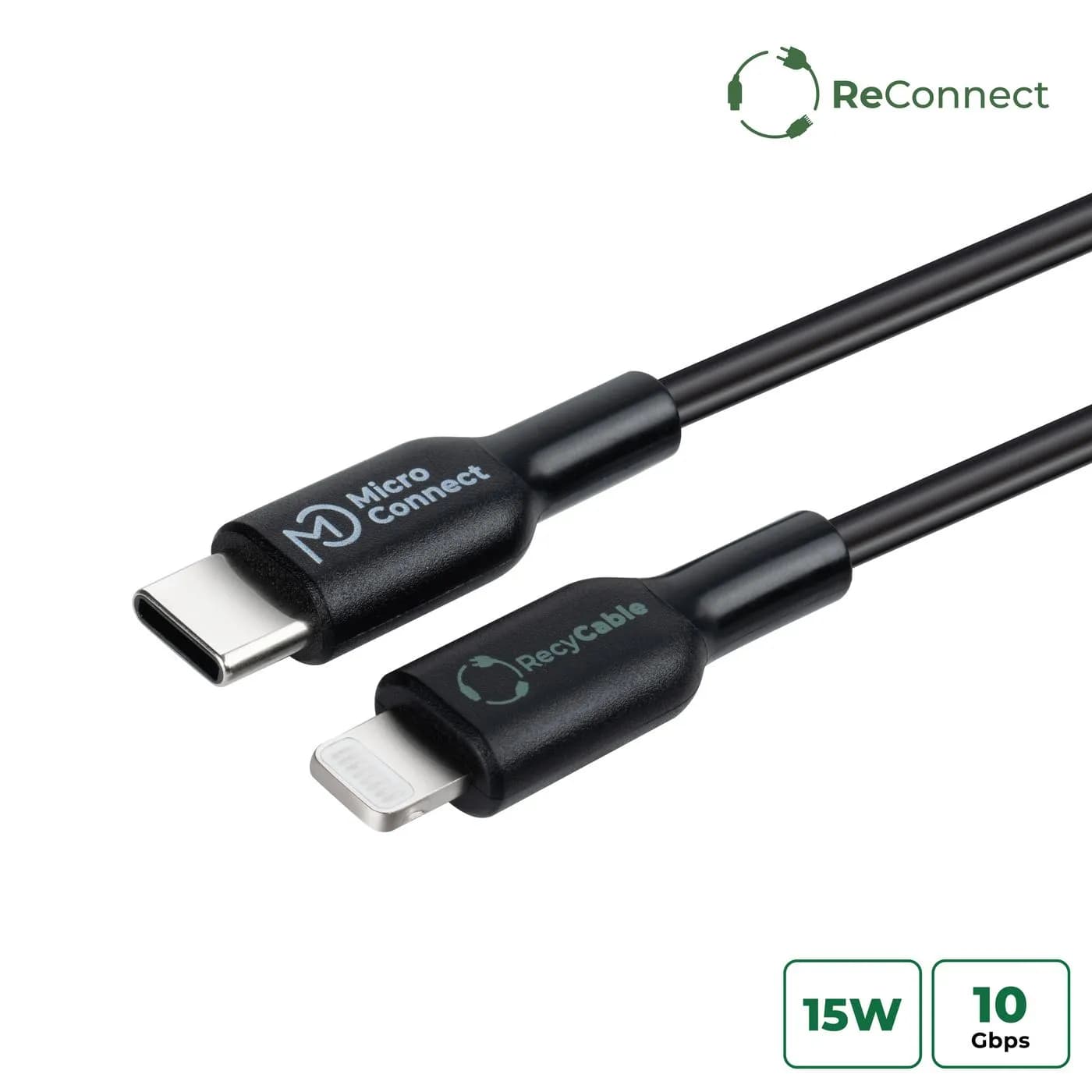 MicroConnect ECO-USB3.1CL2 ReConnect USB-C – Lightning -kaapeli, 2 m, musta
