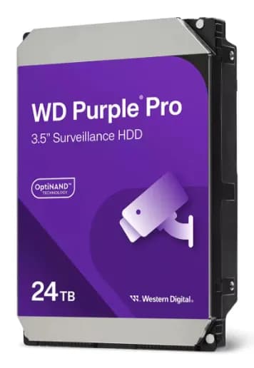 WD Purple Pro 3.5" 24 Tt, 7200 RPM, 512 MB, SATA III -kovalevy (valvontakäyttöön) – WESTERN DIGITAL