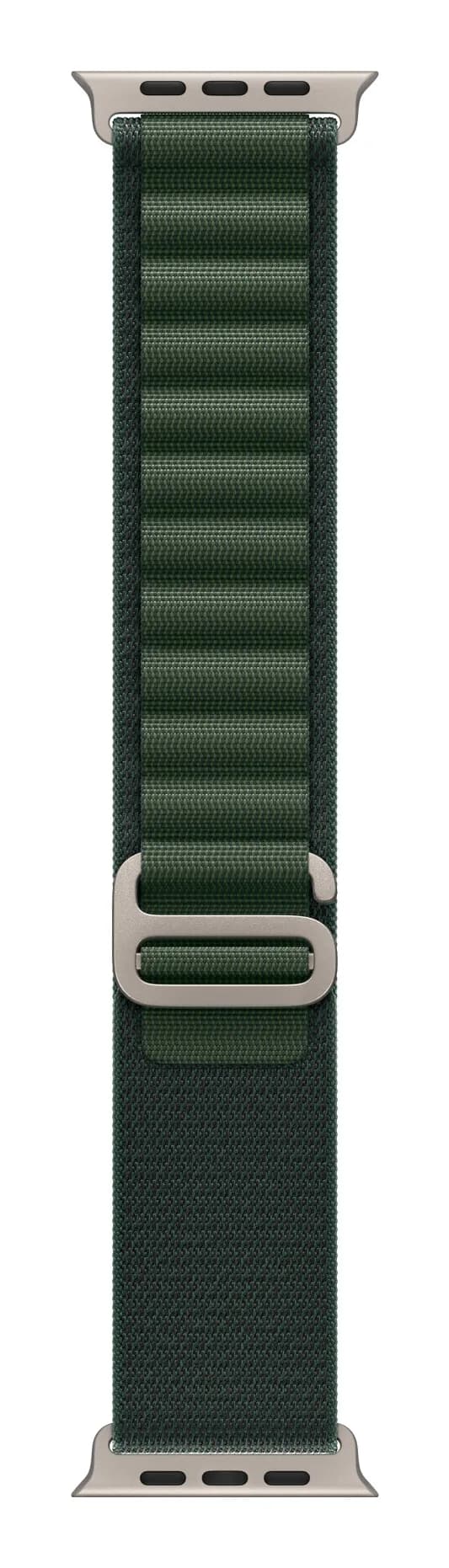 Apple Watch 49 mm -Alpine-ranneke, Tummanvihreä / Luonnontitaani, Pieni – Apple