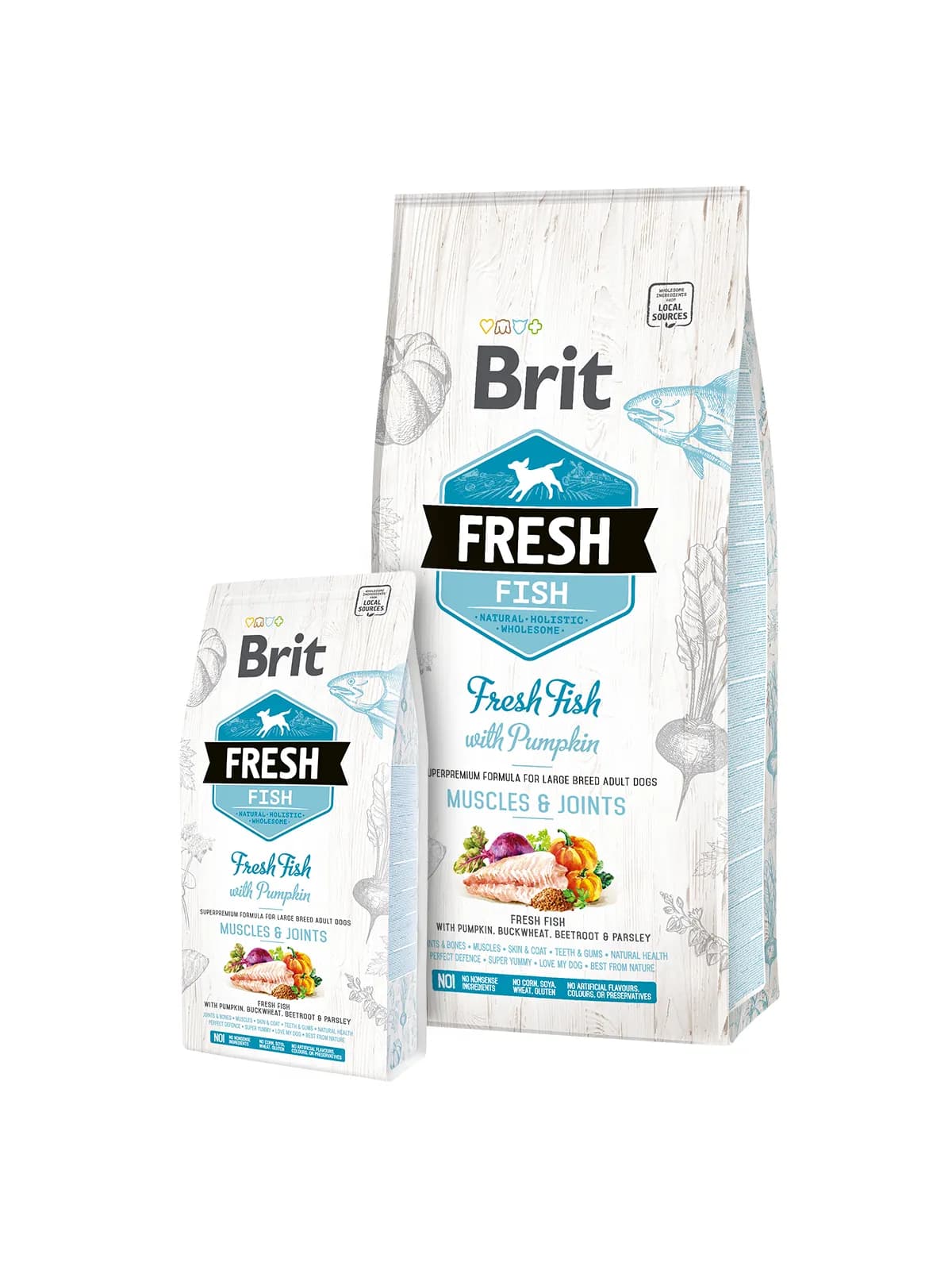 Brit Fresh Fish with Pumpkin Adult Large, Koiran kuivaruoka, Nivelet ja lihakset, 12 kg – Brit