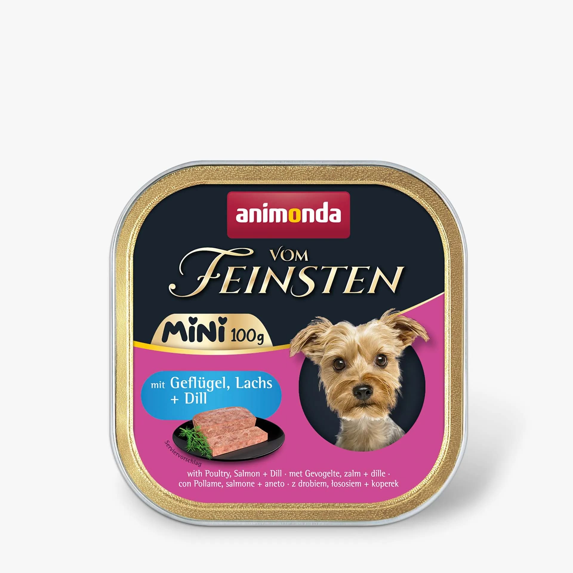 Animonda Vom Feinsten Adult Mini Poultry, Salmon & Dill, Koiran märkäruoka, Viljaton, 100 g – Animonda