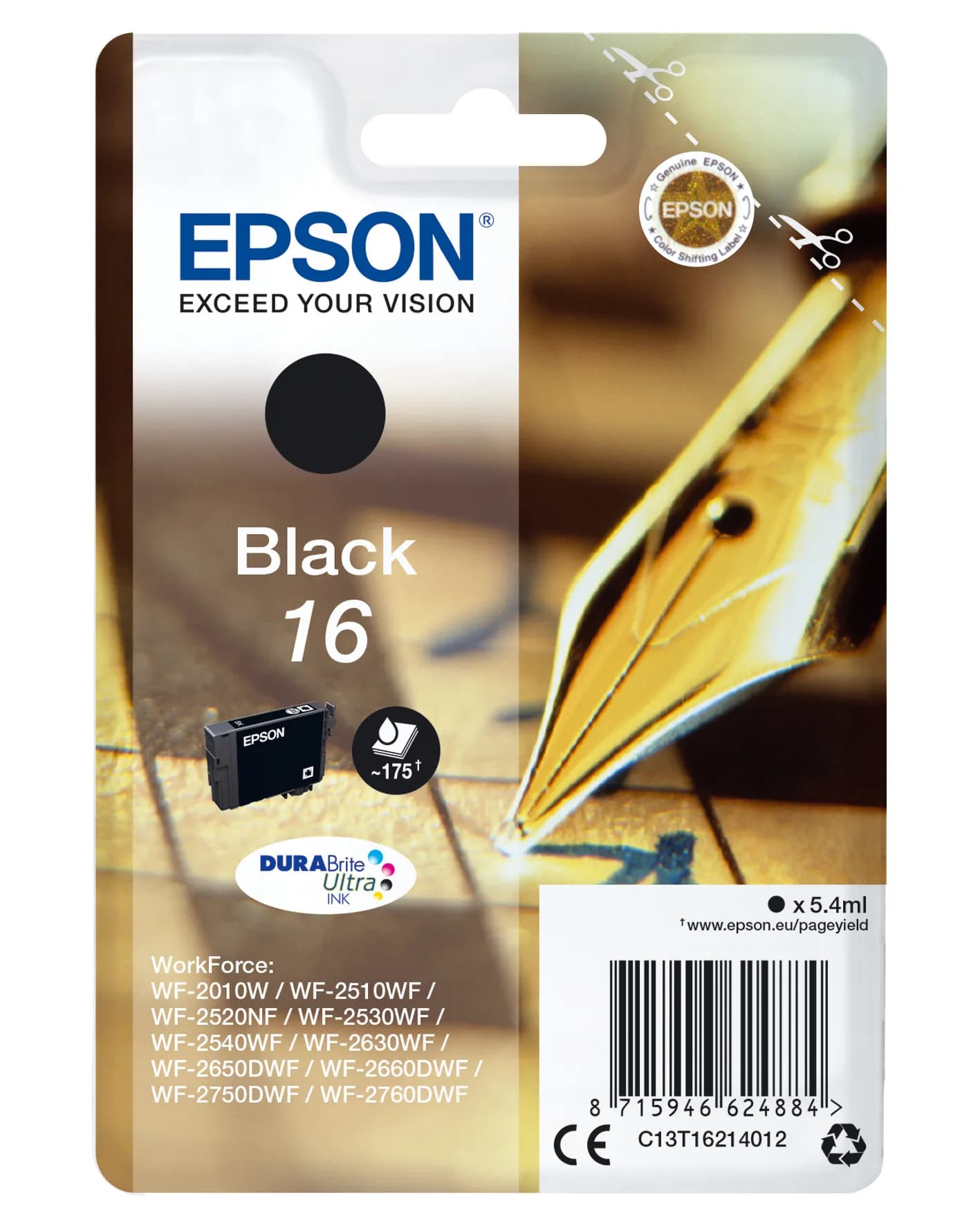 Epson 16 DURABrite Ultra -mustekasetti, 5.4 ml, musta – Epson