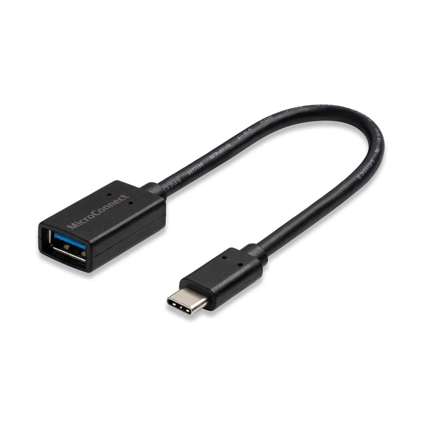 MicroConnect USB-C – USB-A USB 3.2 Gen 1 -kaapeli, 0,2 m, musta