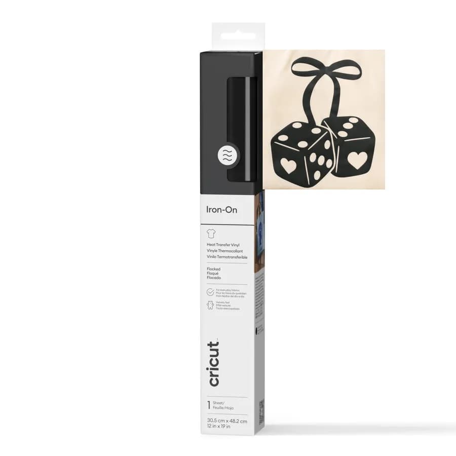 Cricut Flocked Iron-On -lämmönsiirtovinyylirulla, Musta, 30x48cm – CRICUT