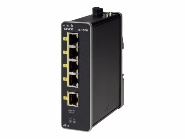 Cisco Industrial Ethernet 1000 Series - Kytkin - Hallinnoitu - 1 x 10/100 (uplink) + 4 x 10/100 (downlink) - DIN-rail asennettava - tasavirta