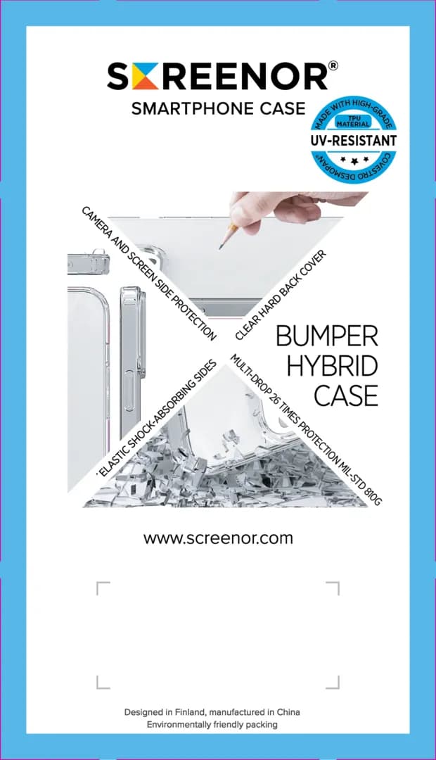 Screenor Bumper Galaxy S24 FE -suojakuori, Läpinäkyvä – SCREENOR