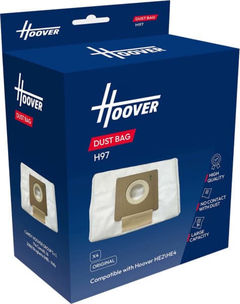 Hoover H97 -pölypussi, 3 L, 4 kpl, valkoinen