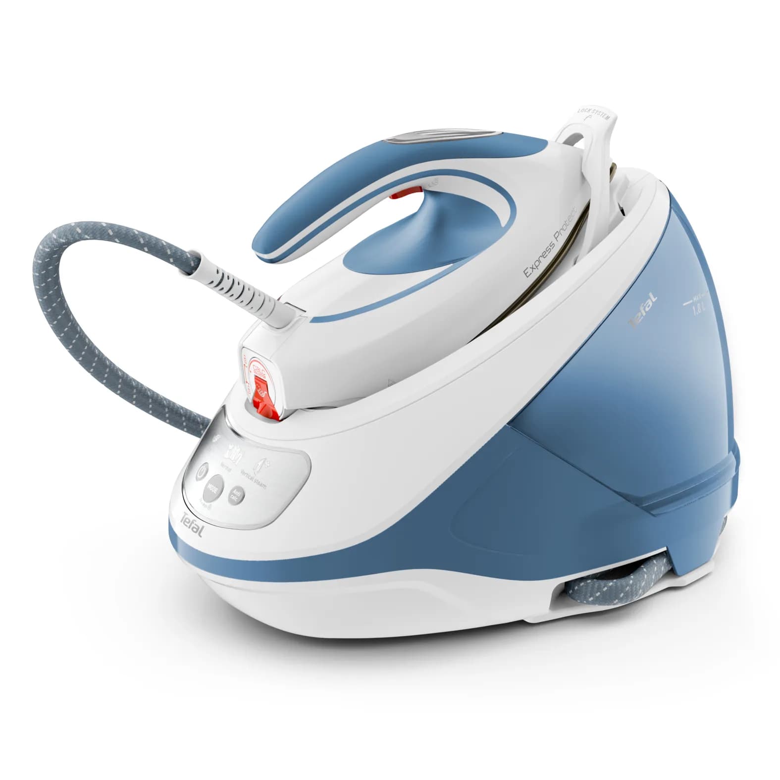 Tefal Express Protect SV9202 -höyrysilityskeskus, 2800 W, 7,5 bar, 1,8 l, valkoinen/sininen – Tefal