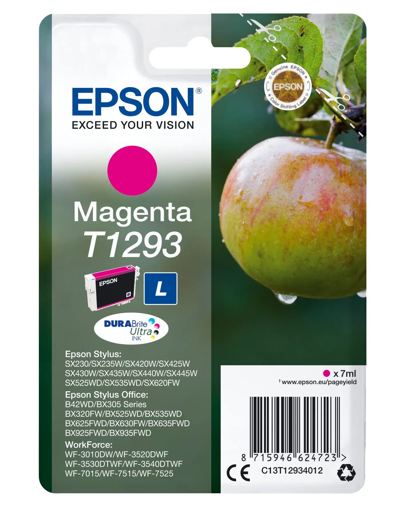 Epson T1293 -mustekasetti, 7 ml, magenta – Epson