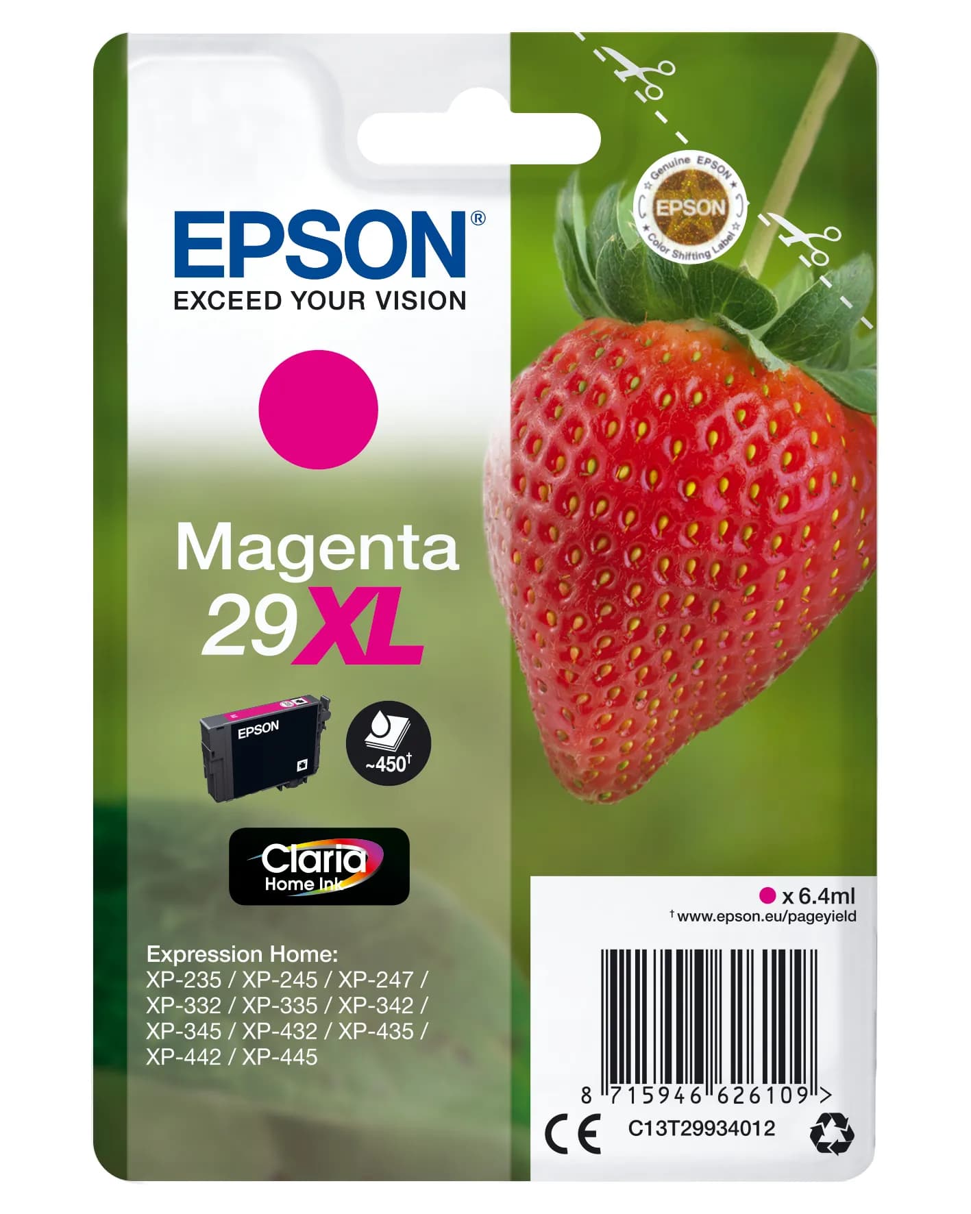 Epson 29XL-mustekasetti, 6.4 ml, magenta – Epson