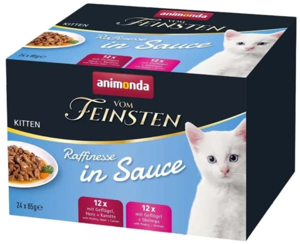 Animonda Vom Feinsten Kitten Raffinesse in Sauce Variety Pack, Kissan märkäruoka, 24 x 85 g – Animonda