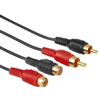Hama HA-43212 2x RCA kullattu audio -jatkokaapeli, 2 m, musta