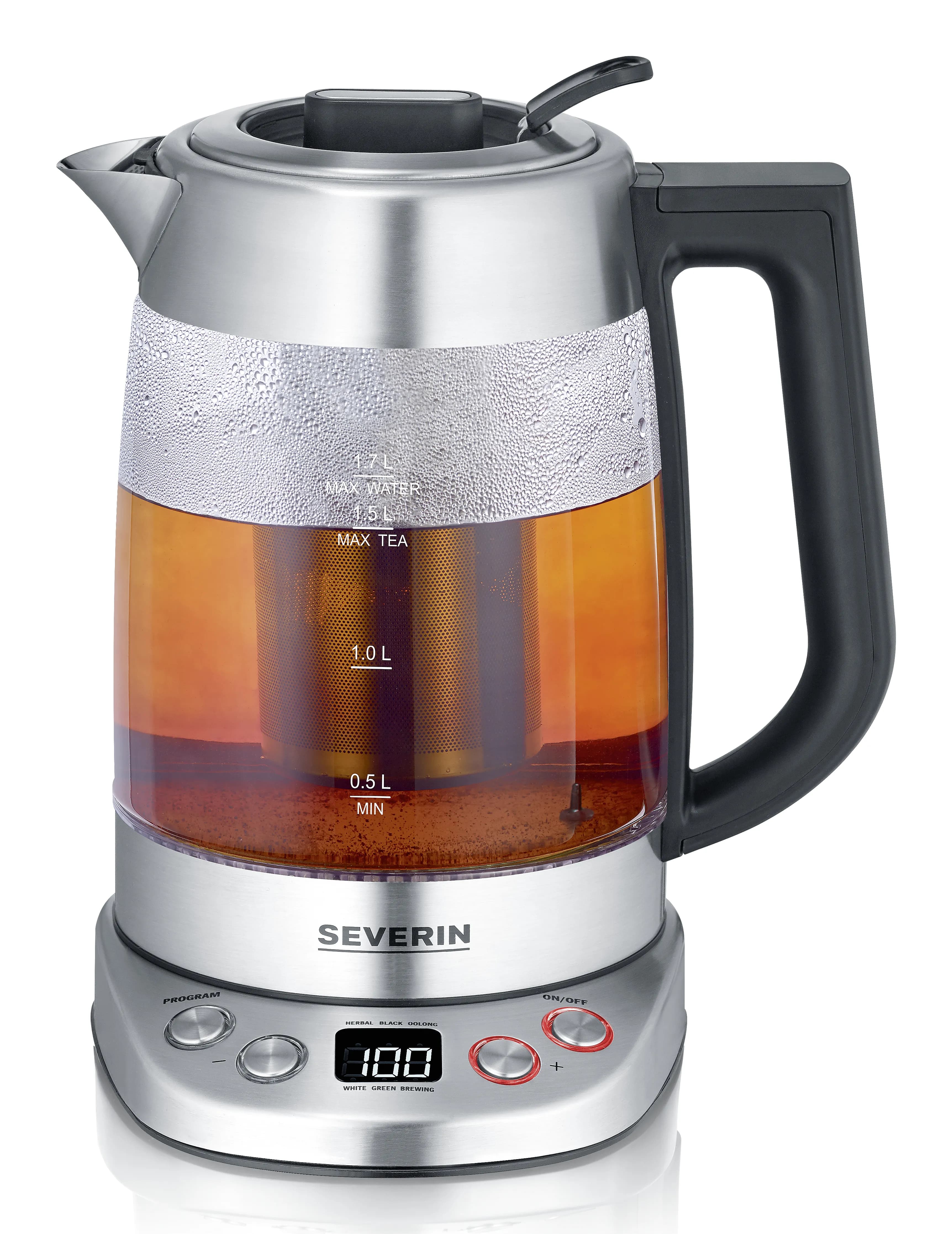 Severin Deluxe Glass WK 3480 -vedenkeitin, 1,7 l, 3000 W, valkoinen – Severin