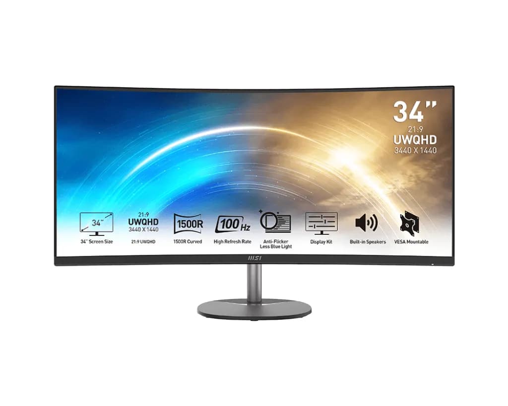 MSI PRO MP341CQDE 34" UWQHD, VA, HDR -kaareva näyttö – MSI