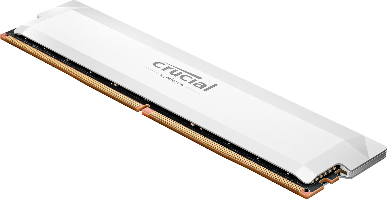 Crucial Pro OC 16 Gt (1 x 16 Gt) DDR5 6400 MHz, CL38 -muisti, valkoinen (EXPO/XMP) – Crucial