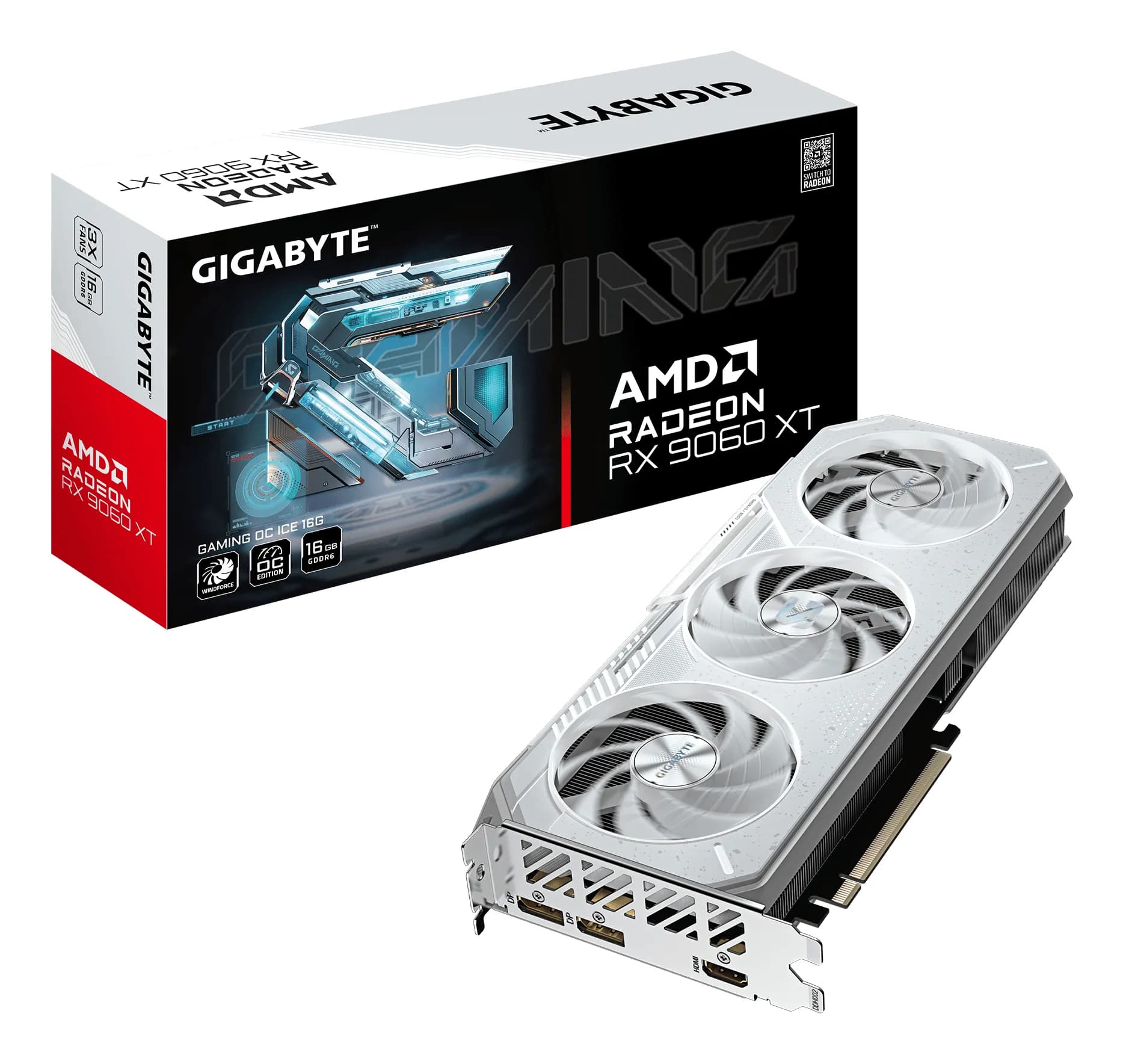 Gigabyte Radeon RX 9060 XT GAMING ICE OC 16 Gt -näytönohjain – Gigabyte