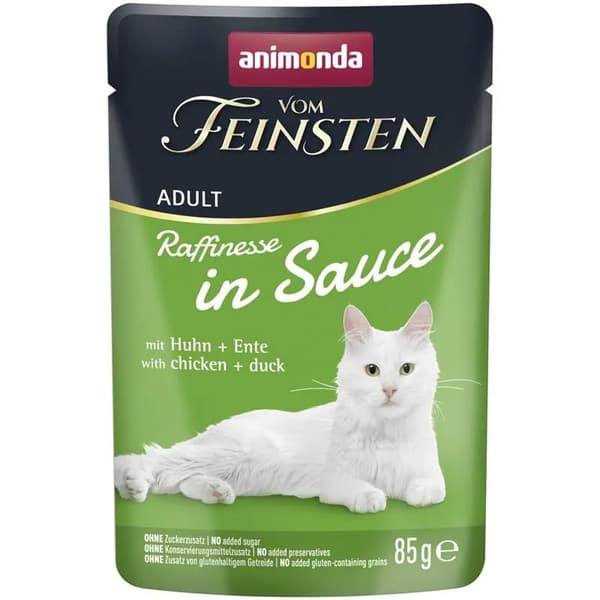 Animonda Vom Feinsten Raffinesse in Sauce Chicken + Duck, Kissan märkäruoka, Adult, 85 g – Animonda
