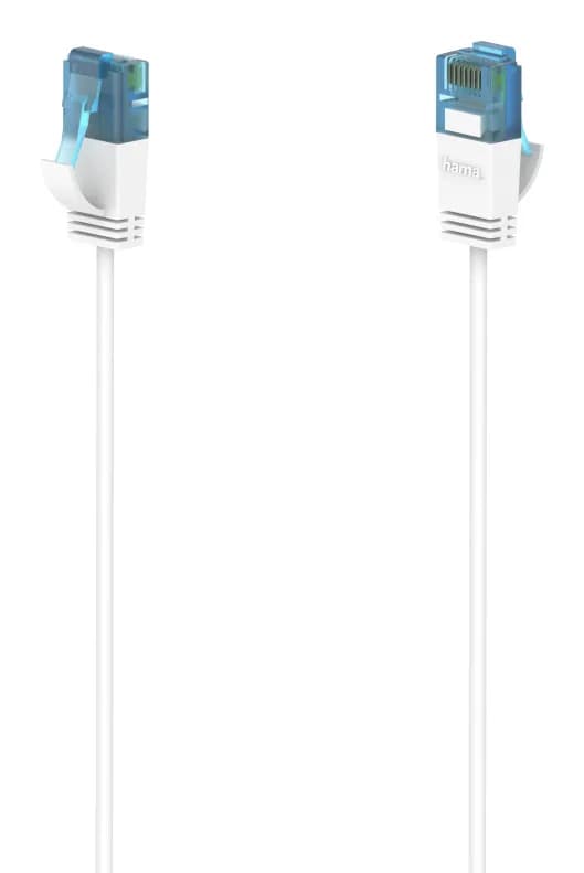 Hama Cat6a U/UTP RJ45 0.75m -verkkokaapeli, valkoinen