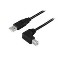 MicroConnect USB-A – USB-B 2.0 (kulma) -kaapeli, 10 m, musta