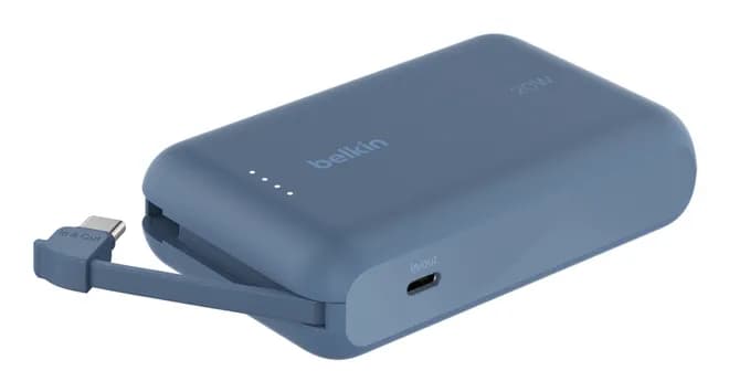 Belkin 10k PD20W Integrated USB-C Cable -varavirtalähde, sininen