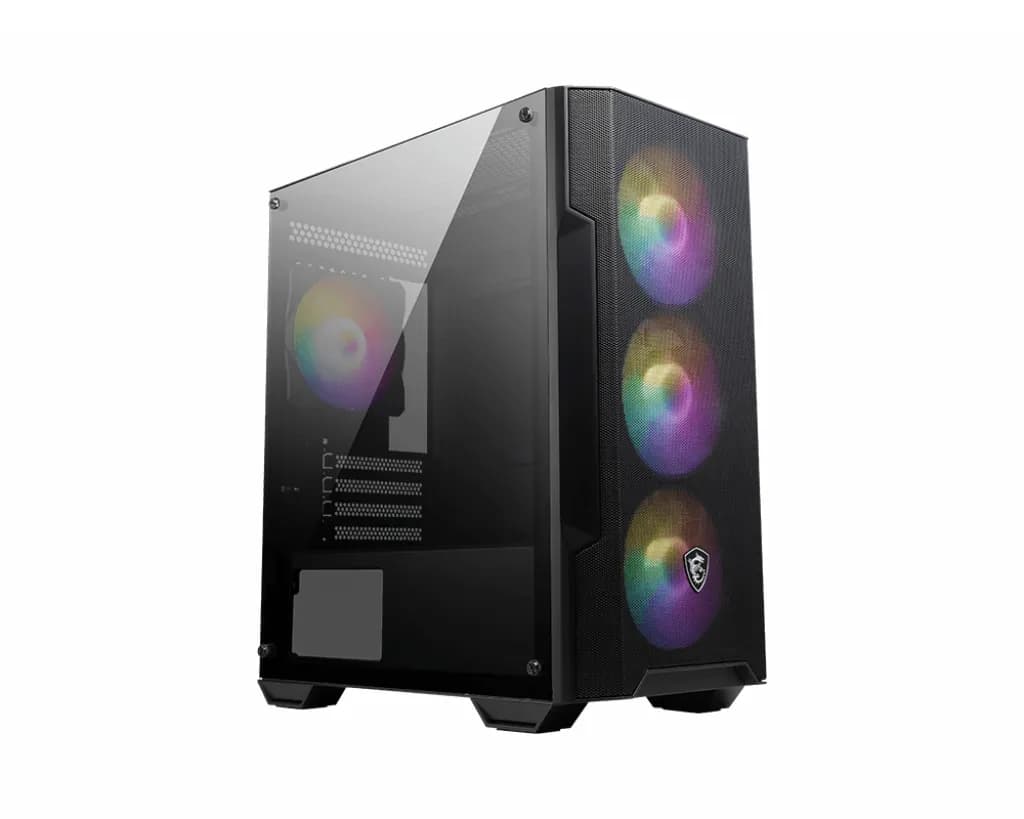 MSI MAG FORGE M100A -micro-ATX-kotelo ikkunalla ja RGB-valaistuksella, musta