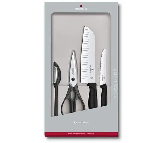 Victorinox Swiss Classic -veitsisarja, musta, ruostumaton teräs, 4-osainen – Victorinox