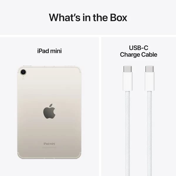 Apple iPad mini (2024) Wi-Fi + Cellular 512 Gt -tabletti, Tähtivalkea – Apple