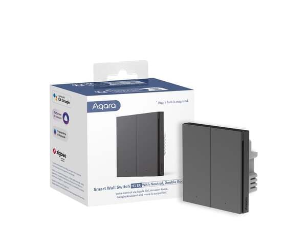 Aqara Smart Wall Switch H1 - Grey With neutral, Double rocker, Zigbee – Aqara